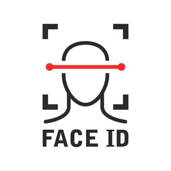Ícone de identificação facial - sistema de verificação de identificação de reconhecimento, varredura facial — Vetor de Stock