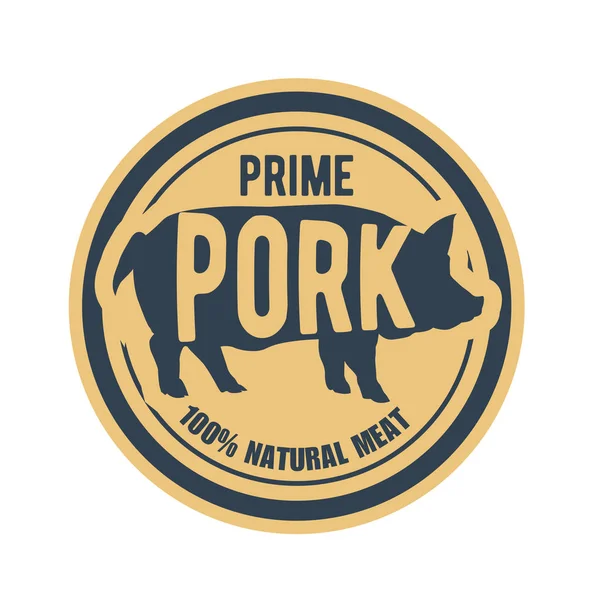 Étiquette de viande de porc naturelle - autocollant avec porc, autocollant de viande principale — Image vectorielle