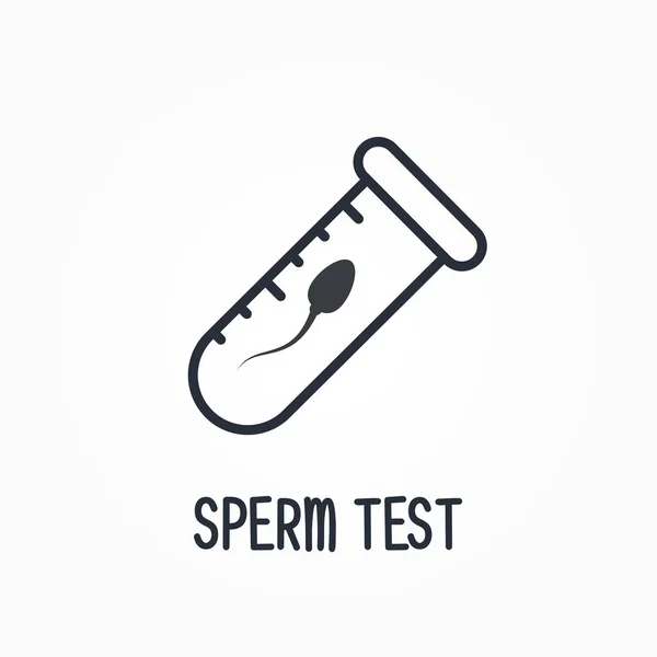 Sperm testi veya sperm bankası donör simgesi , test tüpünde spermatozoon — Stok Vektör