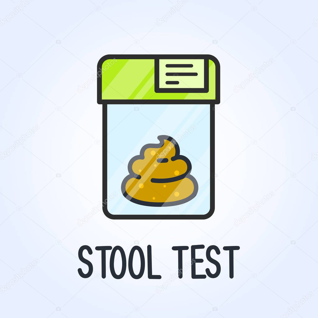 Laboratory stool test icon - poo in plastic bag, analysis