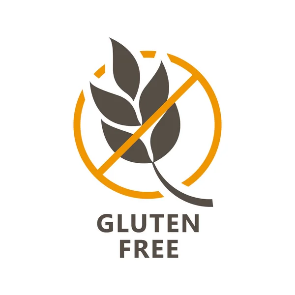 Gluten free icon - ear of wheat and ban sign, gluten free label — Stock Vector