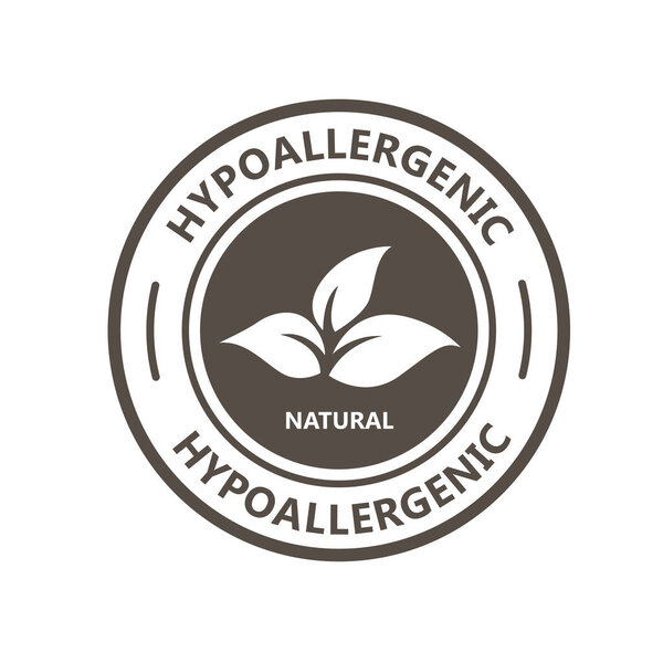 Hypoallergenic product label with leaf - natural hypoallergenic 
