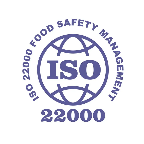 ISO 22000 штамп знак - системы безопасности пищевых продуктов стандарт, веб-этикетка — стоковый вектор