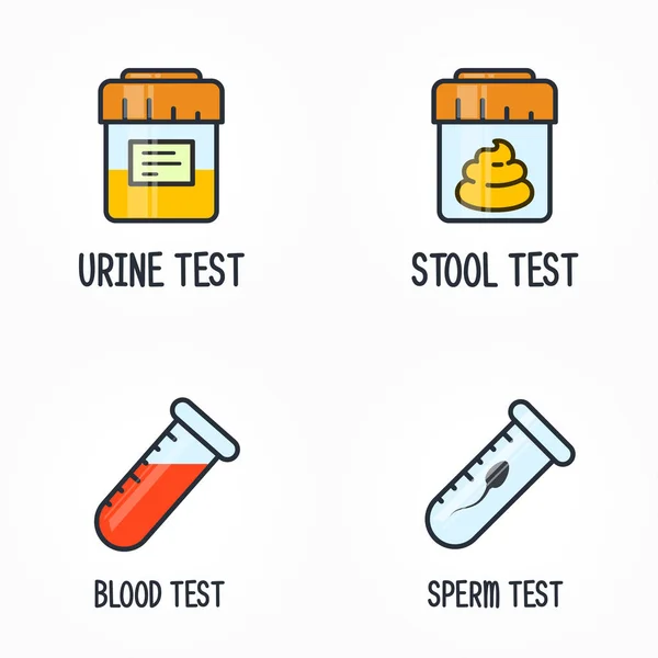 Human biology tests, sperm, blood, urine and stool DNA icon test — Stock Illustration Human biology tests, sperm, blood, urine and stool DNA icon test Royalty Free Stock Illustrations