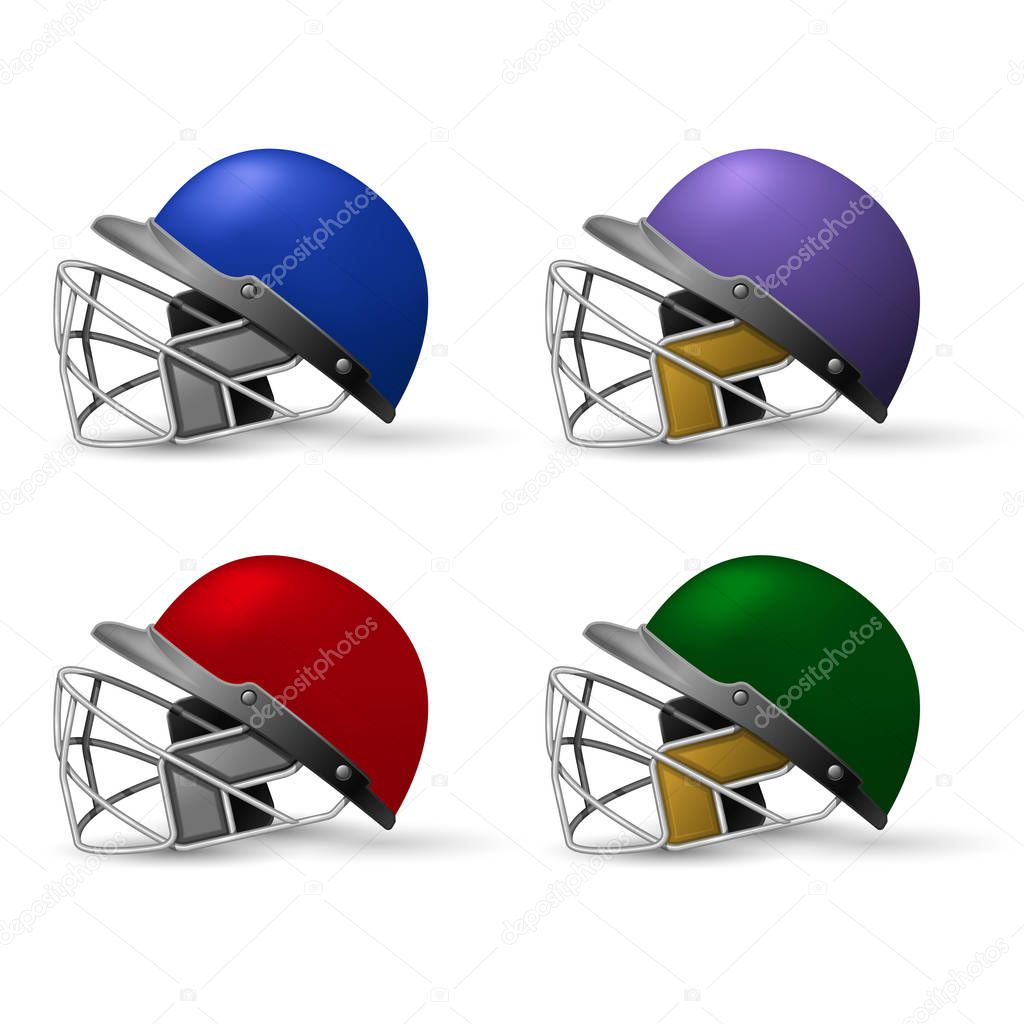 Cricket helmets set with protective grill, cricket headpiece