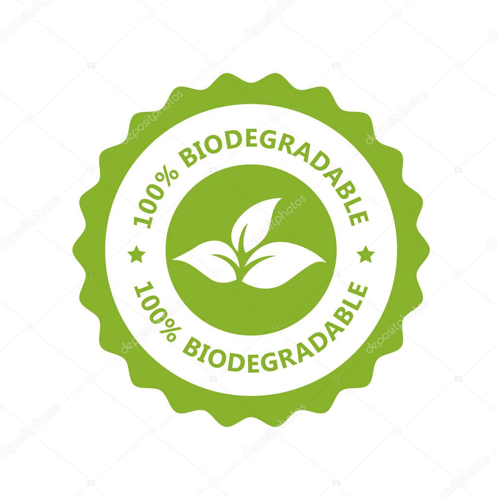 Biodegradable, plastic free icon - compostable product label