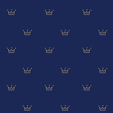 Lacivert seamless modeli ile altın bir taç retro tarzı. Sigorta primi Kraliyet parti için kullanılabilir. Şirin lüks Tekstil için yazdırın. Düğün davetiyesi için zemin. Prens ve Kral VIP tarzı.