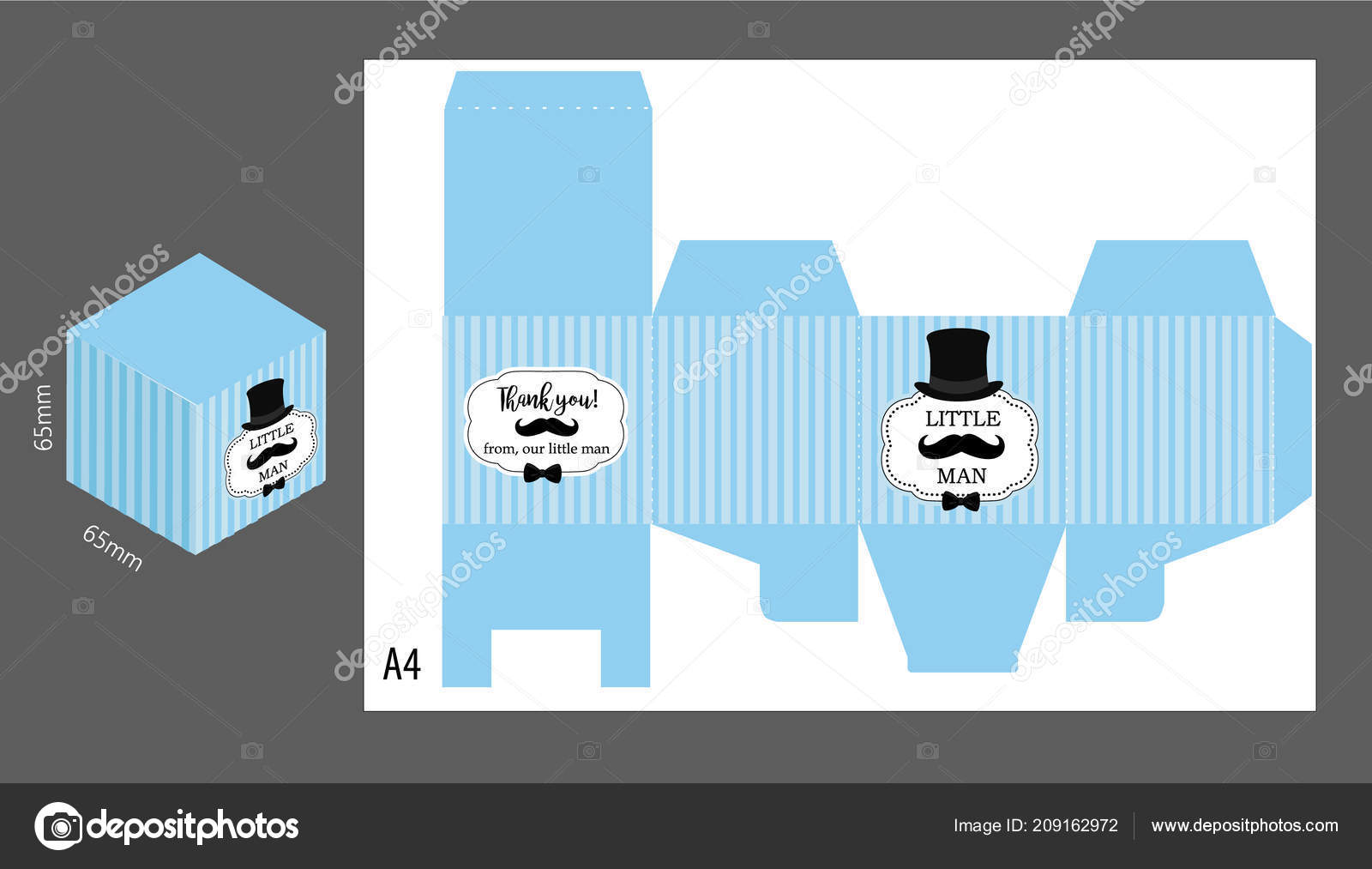 Little Gentleman Gift Vector Box Light Blue Stripes Background Black Stock Vector Image By C Alenaspl