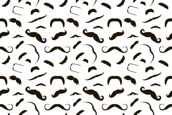 Negro Bigote Vector Abstracto Patrón Sin Costura Blanco Papel Embalaje — Archivo Imágenes Vectoriales