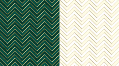 Altın çizgili Chevron zig zag zümrüt (koyu yeşil) Dikişsiz desen. Şirin Fildişi arka planda hafif yarı ton. Balıksırtı vektör zemin. Altın çizgili şenlikli. Keskin ve tırtıklı dalgaları. Lüks VIP
