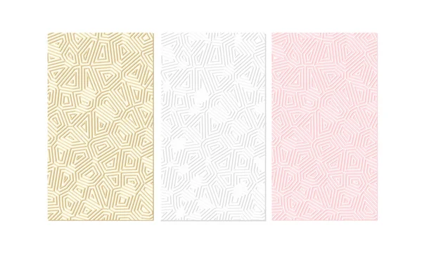 Милый Минималистичный Набор Фонов Светло Розовый Бежевый Белый Геометрическими Линиями — стоковый вектор