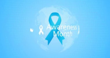 Prostat kanseri duyarlılığı ayı - Kasım afiş. Toprak kaldırma içinde parlak ipek kurdele ile Mavi degrade arka plan. Modern dijital erkek hareket tasarımı. Video harita animasyonu. Hareket illüstrasyon