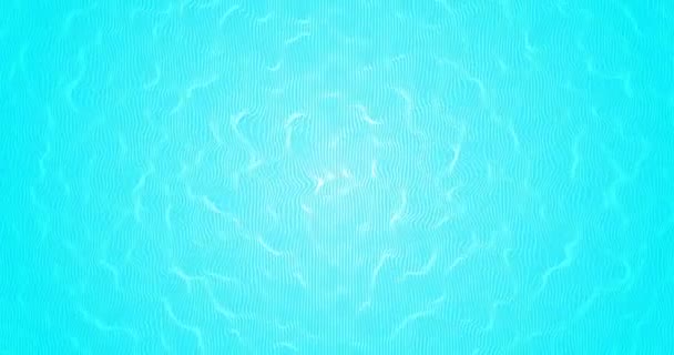 纯净的浅蓝色水面 环形重复绿松石背景4K 圆形的移动游泳池的纹理 海洋夏日乐趣模式 明亮的横幅与空间为文本 苍白在中心 — 图库视频影像