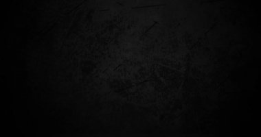 Siyah grunge animasyon arka plan. Dokulu yıpranmış eski kaba duvar. Eski film - vintage tarzı poster. Toz, çizik, sürtünme ile koyu gri boş zemin banner. Üstten görünüm beton, metal, ahşap tablo