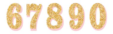 Pembe gölgeli Glitter numaraları. Bölüm 2. Güzel düğün, yıldönümü, parti, etiket, başlık, poster, etiket dekorasyon için. Vektör parlak parıltı 6,7,8,9,0. Noel zarif kutlama tasarım