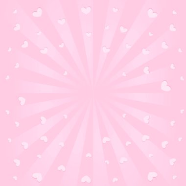 Güneş ışınları, kalpleri havada uçan ile şirin pembe arka plan. Tebrik kartı (Doğum günü davetiyesi, Sevgililer, anneler günü) şirin afiş Lol sürpriz için boş yer içinde merkezi için romantik elegante resim