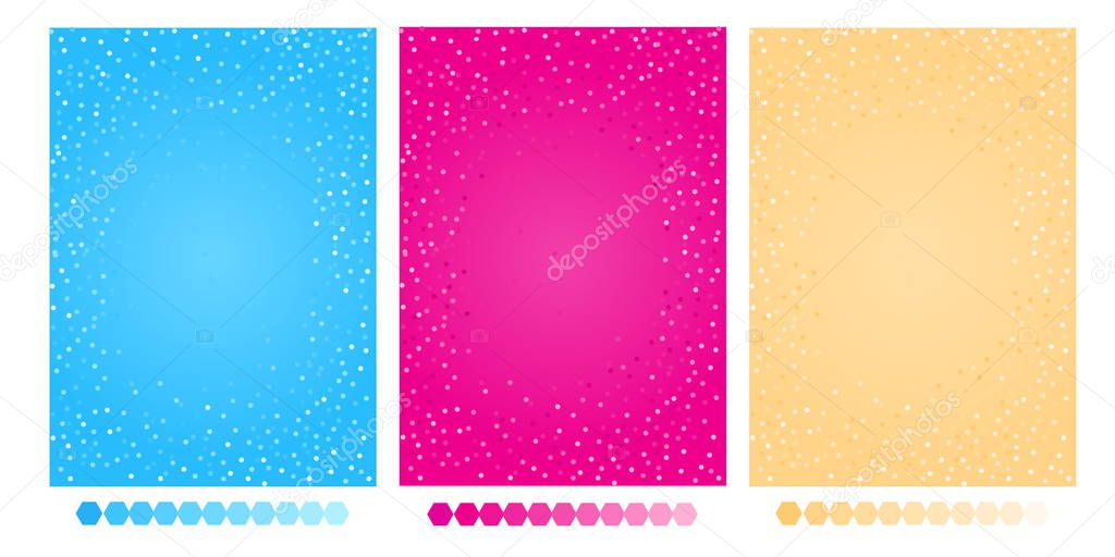 Girlish cute background with shiny sparkles in hot pink, blue, yellow color. Backdrop for kids party in LOL doll surprise style. Text logo picture space in center. Printable vector invitation wedding card