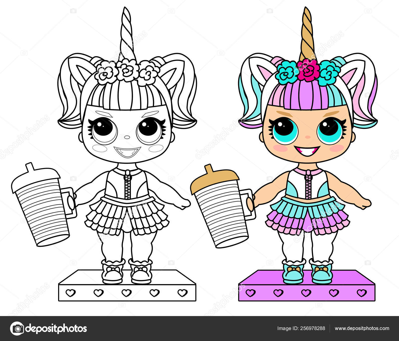 Iector: lol surprise unicorn doll | Unicorn Costume Coloring Vector Page Collection Lol Surprise ...