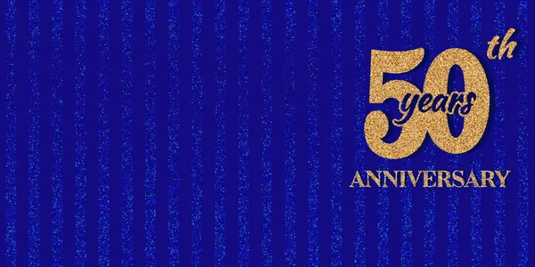 Bleu Marine 50E Anniversaire Paillettes Logo Discothèque Glamour Style Élégant — Image vectorielle