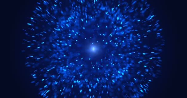 Explosão Partículas Azuis Com Fundo Gradiente Marinha Escura Onda Choque — Vídeo de Stock