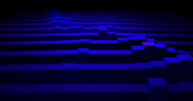 4k koyu mavi dikişsiz döngü animasyon arka planı. Yerleşim 3d dinamik uçucu. Asgari hareketler çizelgesi boş bloklar. Şirket konsepti dijital imaj. Yatırım artışı. Grafik başarısı