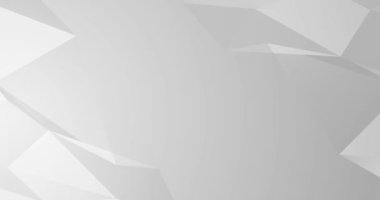 Açık gri, pürüzsüz, eğimli, soyut bir arkaplan. Boş asgari çokgen zemin. İş videosu sunumu, doğum günü partisi arkaplanı. Sonsuz saf teknoloji geçişi. Logo metni için boşluk