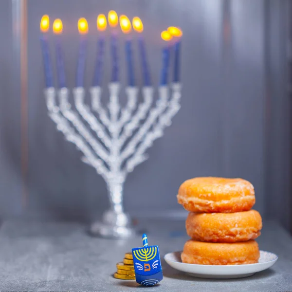 Τα θρησκευτικά σύμβολα της εβραϊκής διακοπές Hanukkah Εικόνα Αρχείου