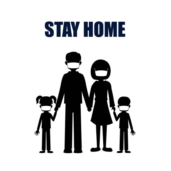 Stay Home Silhouettes Flat People Vector Social Distancing Practice Outbreak — Stock Vector