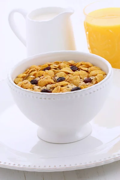 Läckra Och Näringsrika Lätt Rostad Müsli Eller Granola Frukostflingor Vintage — Stockfoto