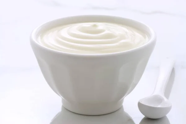 God Näringsrik Och Hälsosam Färska Naturell Yoghurt Vintage Italienska Carrara — Stockfoto