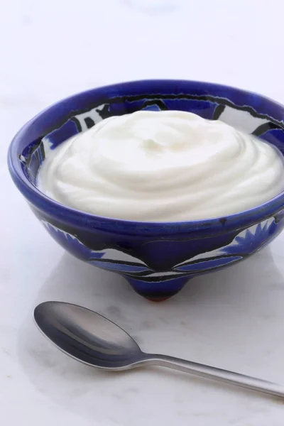 Finom Sour Cream Egy Hagyományos Összetevő Franciaországban Oroszországban Kelet Európai — Stock Fotó