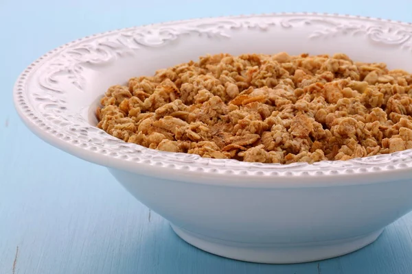 Delicioso Nutritivo Desayuno Muesli Cereales Granola Con Leche Estilo Vintage — Foto de Stock