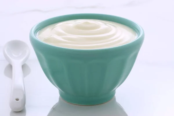 Pyszne Pożywne Zdrowe Świeże Zwykły Jogurt Wzór Włoski Carrara Marmuru — Zdjęcie stockowe