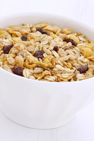 Delicioso Nutritivo Café Manhã Muesli Cereal Granola Com Leite Estilo — Fotografia de Stock