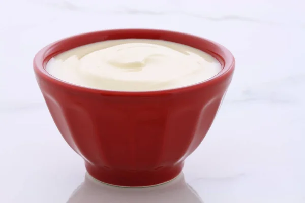 Delicioso Nutritivo Saludable Yogur Fresco Ajuste Mármol Carrara Italiano Vintage — Foto de Stock