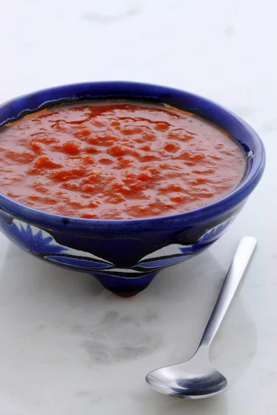 Řemeslník Mexické Hot Salsa Vintage Talavera Mísa Lahodné Čerstvé Svěží — Stock fotografie