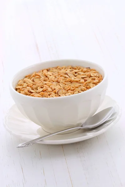 Delicioso Nutritivo Café Manhã Levemente Torrado Muesli Cereais Granola — Fotografia de Stock