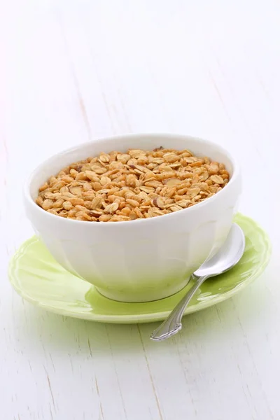 Delicioso Nutritivo Café Manhã Levemente Torrado Muesli Cereais Granola — Fotografia de Stock