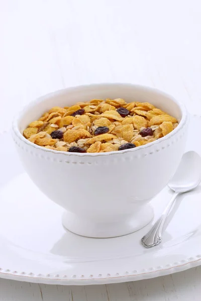 Smaczne Pożywne Śniadanie Lekko Tosty Musli Lub Granola Zbóż Vintage — Zdjęcie stockowe