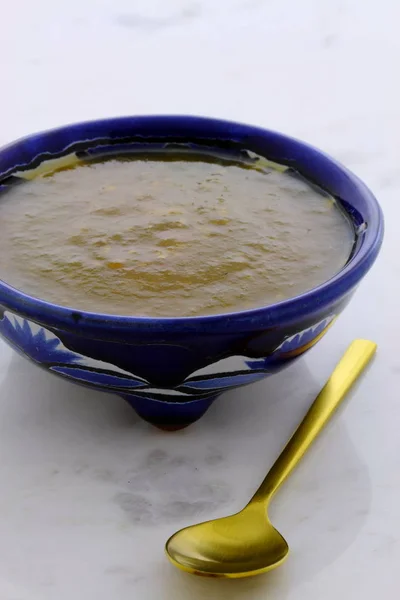 Handwerkliche Mexikanische Tomatillo Salsa Vintage Talavera Schüssel Mit Einem Köstlichen — Stockfoto