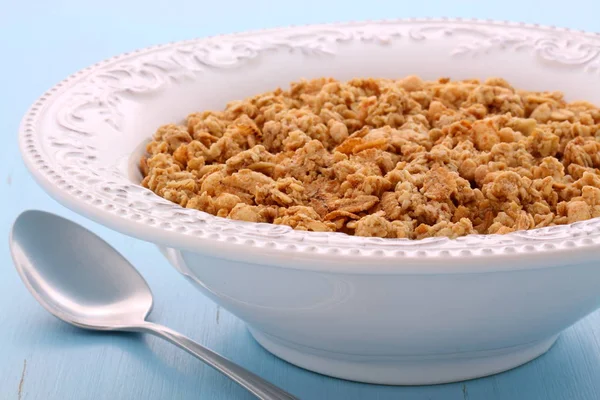 Delicious Nutritious Breakfast Muesli Granola Cereal Milk Vintage Styling — Stock Photo, Image