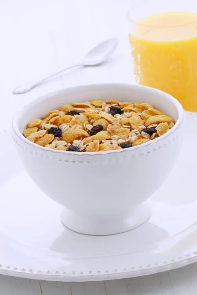 Delicioso Nutritivo Desayuno Ligeramente Tostado Muesli Cereales Granola Estilo Vintage —  Fotos de Stock