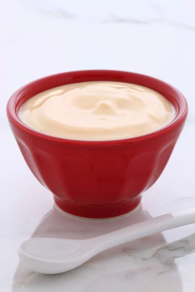 Delicious Nutritious Healthy Fresh Plain Yogurt Cup Vintage Italian Carrara — Stock Photo, Image