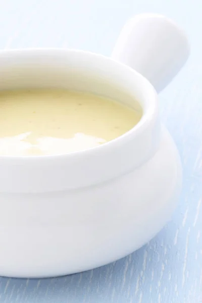 Bisque Milho Liso Cremoso Ligeiramente Temperado Esta Deliciosa Sopa Creme — Fotografia de Stock