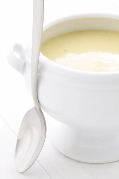 Smooth Creamy Slightly Seasoned Corn Bisque Delicious Cream Soup Type — Stock Photo, Image