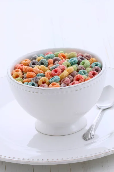 Delicious Nutritious Cereal Loops Healthy Organic Orange Juice — Stock Photo, Image