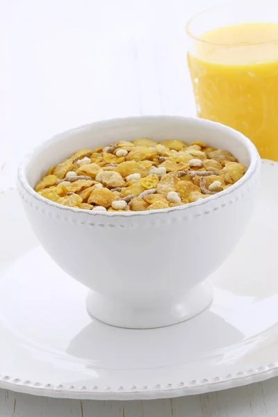 Delicioso Nutritivo Cereal Pequeno Almoço Levemente Torrado Com Farelo — Fotografia de Stock