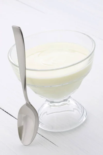 Frisch Und Köstlich Cremigen Joghurt Gesunde Glatte Snack Perfekt Jeder — Stockfoto