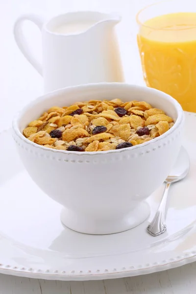 Delicioso Nutritivo Desayuno Ligeramente Tostado Muesli Cereales Granola Estilo Vintage — Foto de Stock