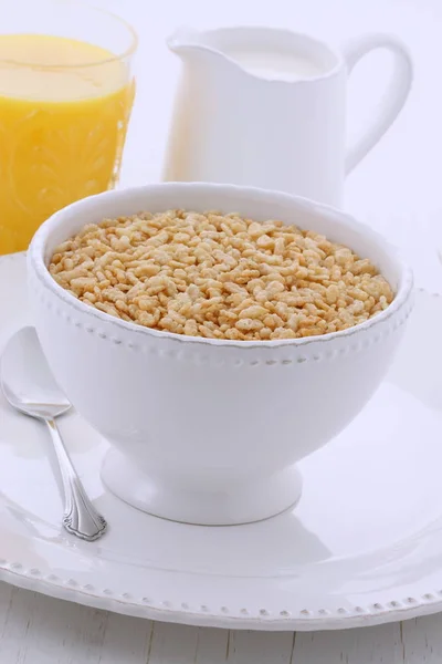 Delicioso Nutritivo Cereal Arroz Crujiente Servido Hermoso Tazón Vintage — Foto de Stock